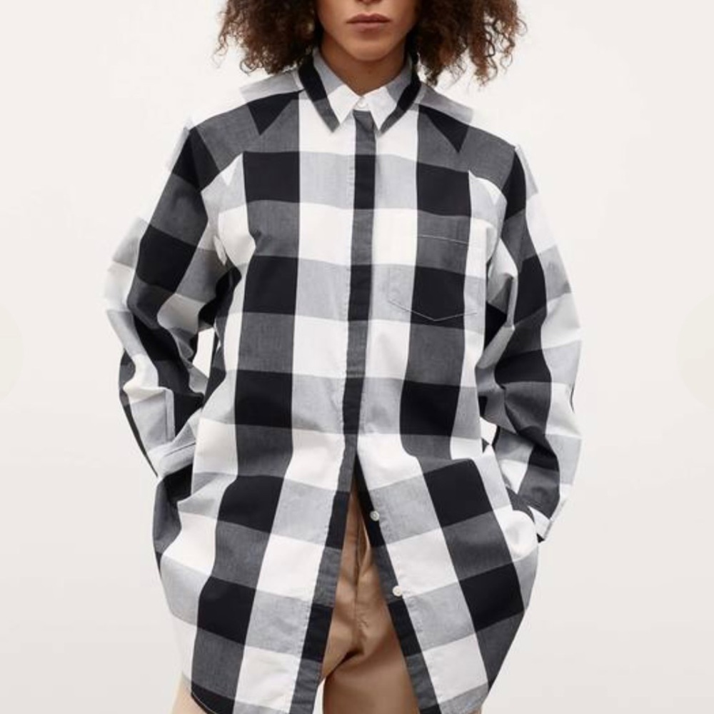 NWOT Kowtow Oversized Shirt Black Check XS